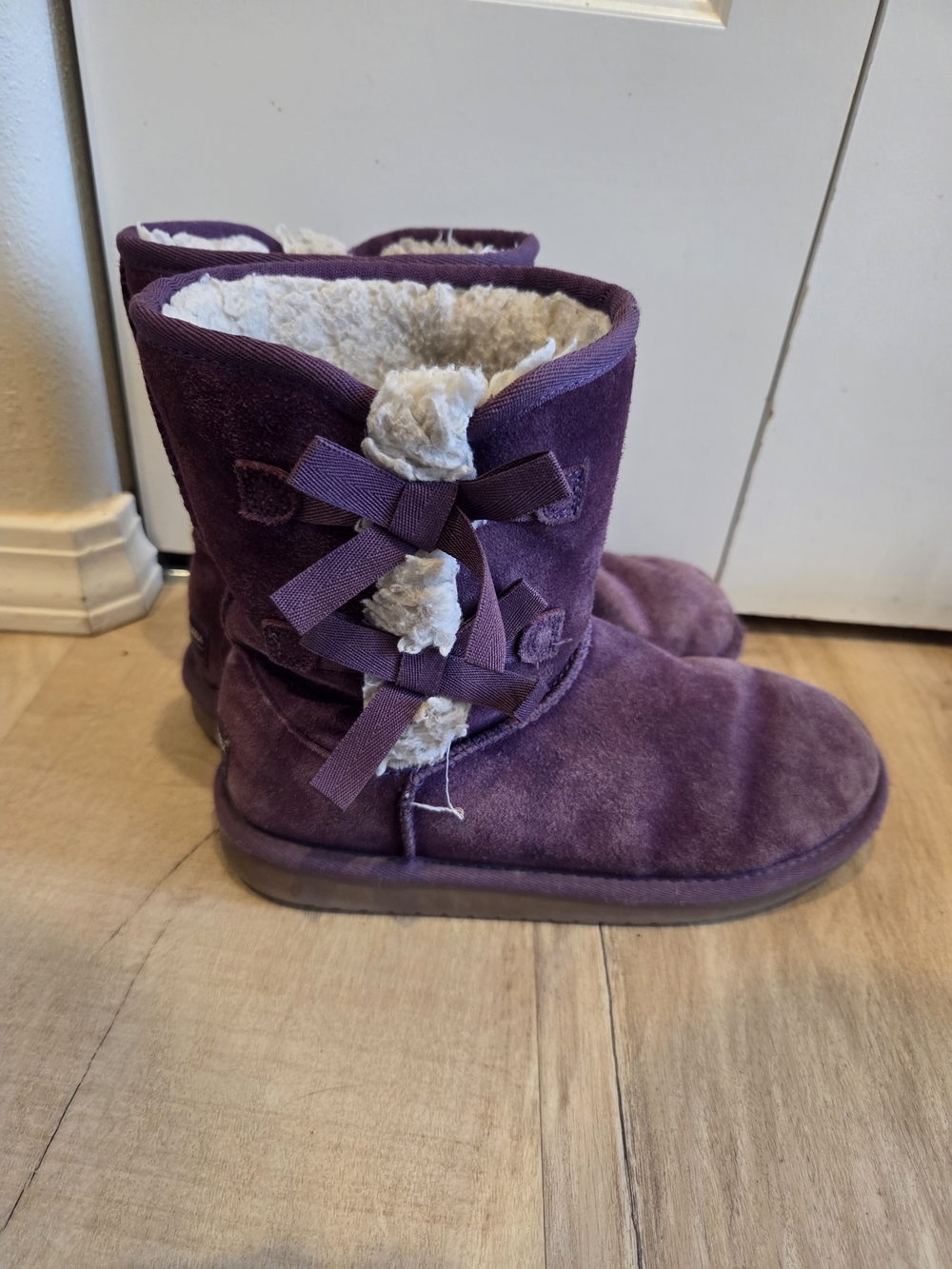 Koolaburra By Ugg Purple Suede Bow-Accent Kids Boots
